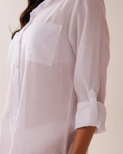 la Vie en Rose Always So Chic|Beachwear></noscript>Cotton Long Shirt White