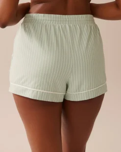 la Vie en Rose Cotton Pajamas|Bottoms></noscript>Cotton Pajama Shorts Frosty Green Stripes