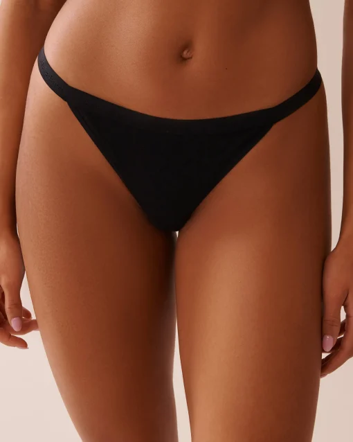 la Vie en Rose Cotton Panties|String>Cotton String Panty Black