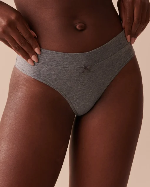 la Vie en Rose Cotton Panties|Thong>Cotton Thong Panty Grey