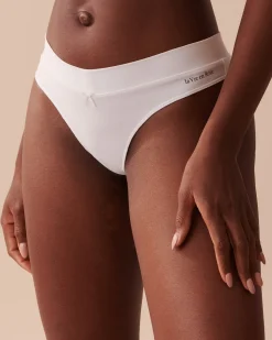 la Vie en Rose Cotton Panties|Thong>Cotton Thong Panty White