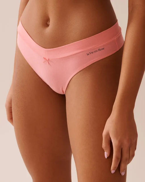 la Vie en Rose Cotton Panties|Thong>Cotton Thong Panty Tulip Pink