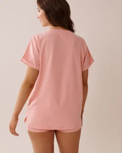 la Vie en Rose Cotton Pajamas|Tops>Cotton T-shirt with Pocket Peachy Pink
