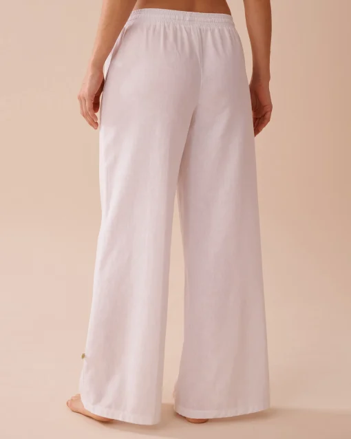 la Vie en Rose Always So Chic|Beachwear>Cotton-Linen Blend Wide Leg Pants White
