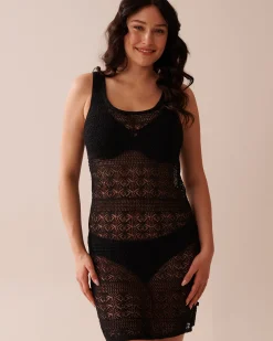 la Vie en Rose Always So Chic|Texture Play>Crochet Sleeveless Dress Black