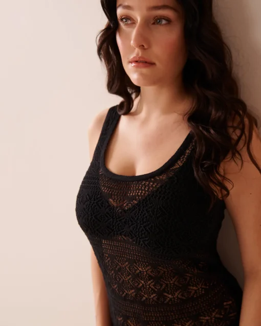 la Vie en Rose Always So Chic|Texture Play>Crochet Sleeveless Dress Black
