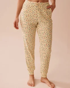 la Vie en Rose Bottoms>Ditsy Floral Print Ribbed Pants Spring Bouquet