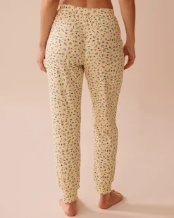 la Vie en Rose Bottoms>Ditsy Floral Print Ribbed Pants Spring Bouquet