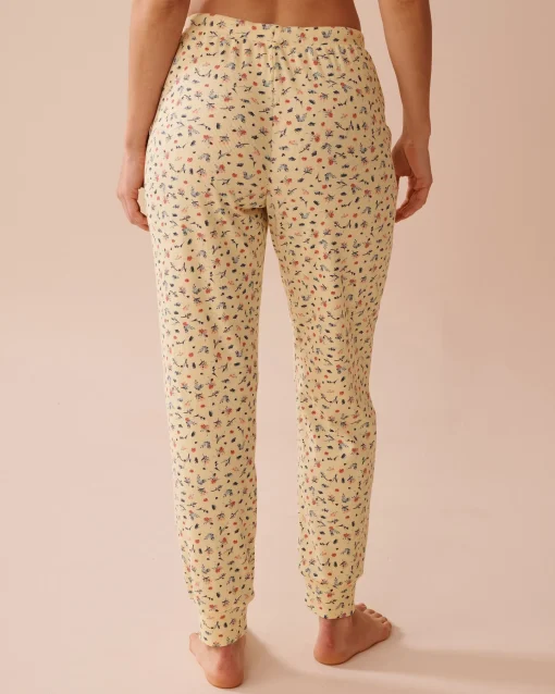 la Vie en Rose Bottoms>Ditsy Floral Print Ribbed Pants Spring Bouquet