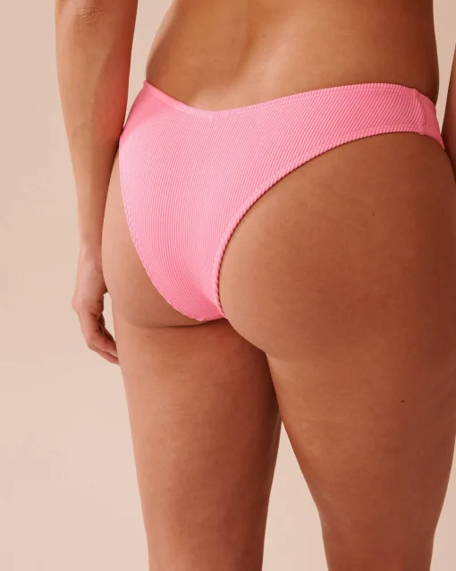 la Vie en Rose Texture Play|Bottoms>Ribbed Thong Bikini Bottom Fizzy Pink