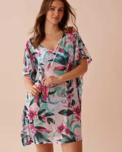 la Vie en Rose Beachwear>Floral Mesh Poncho Beach Blooms