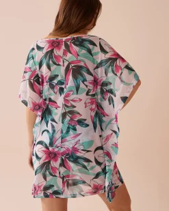 la Vie en Rose Beachwear>Floral Mesh Poncho Beach Blooms