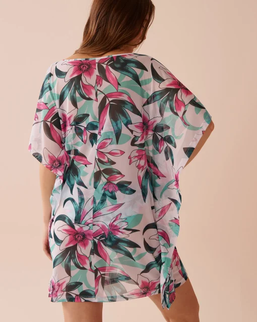 la Vie en Rose Beachwear>Floral Mesh Poncho Beach Blooms