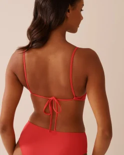 la Vie en Rose Texture Play|Summer Romance></noscript>HIBISCUS Crisscross Detail Ribbed Bralette Bikini Top Hibiscus Red