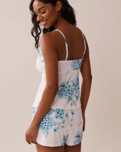 la Vie en Rose The Peachy Dream Collection|Tops>Hydrangea Print Super Soft Cami Blue Hydrangea Garden