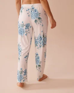 la Vie en Rose The Peachy Dream Collection|Bottoms>Hydrangea Print Super Soft Pajama Pants Blue Hydrangea Garden