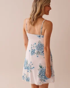 la Vie en Rose The Peachy Dream Collection|Nightshirts>Hydrangea Print Super Soft Nightie Blue Hydrangea Garden