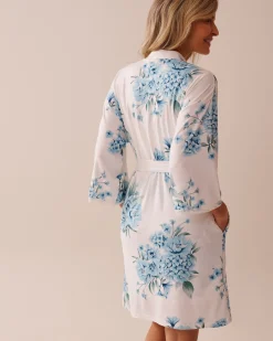 la Vie en Rose The Peachy Dream Collection></noscript>Hydrangea Print Super Soft Kimono Blue Hydrangea Garden