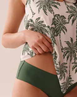 la Vie en Rose Supportive Swimwear|Tankinis></noscript>KHAKI PALM D Cup Flowy Tankini Top Beige Palm