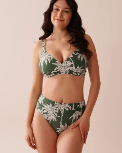 la Vie en Rose Bottoms></noscript>Draped Mid Waist Bikini Bottom Khaki Palm