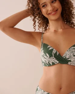 la Vie en Rose Tops></noscript>Plunge Bikini Top Khaki Palm