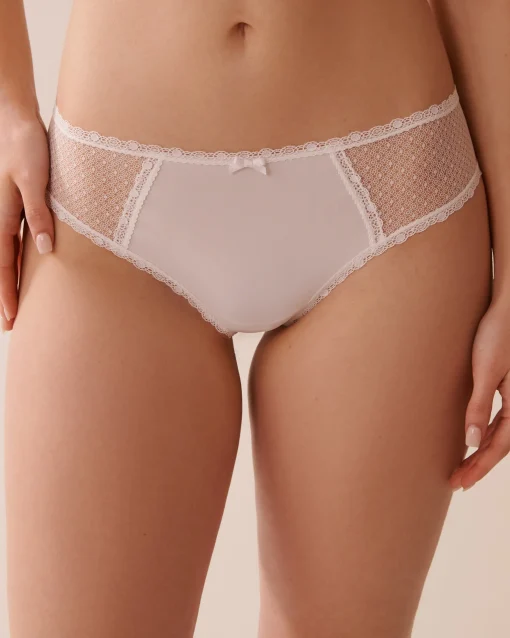 la Vie en Rose Cheeky>Lace Detail and Microfiber Cheeky Panty White