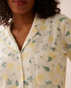 la Vie en Rose The Peachy Dream Collection|Nightshirts></noscript>Lemon Print Super Soft Button-down Sleepshirt White/Lemons