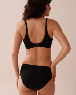 la Vie en Rose Sleek Back|Full Coverage>Lightly Lined Sleek Back Bra Black & Blue Flowers