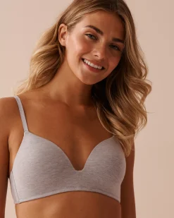 la Vie en Rose T-shirt Bras|Demi Cup>Lightly Lined Wireless Modal Bra Grey