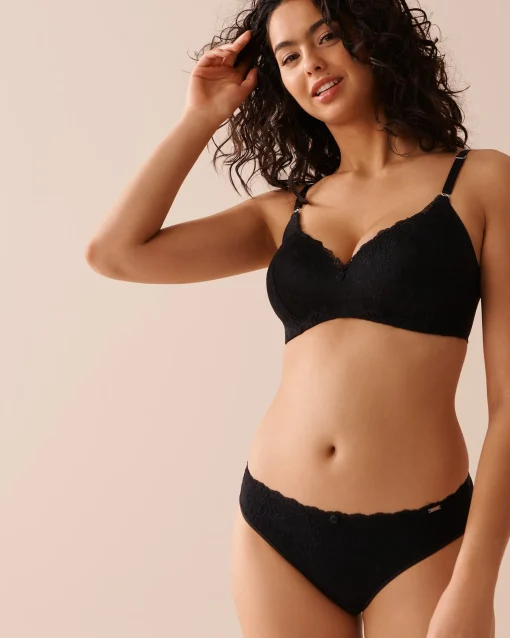la Vie en Rose Sleek Back|Full Coverage>Lightly Lined Wireless Sleek Back Bra Black