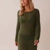 la Vie en Rose Texture Play|On Neutral Ground>Long Sleeve Crochet Tunic Olive Green