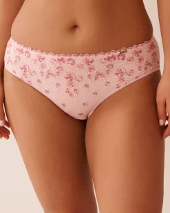 la Vie en Rose Bikini>Microfiber and Mesh Sleek Back Bikini Panty Pink Flowers