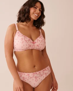 la Vie en Rose Bikini></noscript>Microfiber and Mesh Sleek Back Bikini Panty Pink Flowers