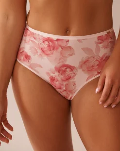 la Vie en Rose Bikini|High Waist></noscript>Microfiber Sleek Back High Waist Bikini Panty Pink Rose