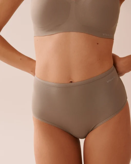 la Vie en Rose High Waist|Bikini>Microfiber Sleek Back High Waist Bikini Panty Brown