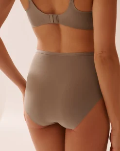 la Vie en Rose High Waist|Bikini>Microfiber Sleek Back High Waist Bikini Panty Brown