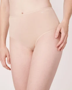 la Vie en Rose High Waist|Bikini></noscript>Microfiber Sleek Back High Waist Bikini Panty Latte