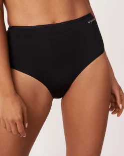 la Vie en Rose High Waist|Bikini>Microfiber Sleek Back High Waist Bikini Panty Black