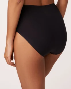 la Vie en Rose High Waist|Bikini>Microfiber Sleek Back High Waist Bikini Panty Black