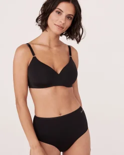 la Vie en Rose High Waist|Bikini></noscript>Microfiber Sleek Back High Waist Bikini Panty Black