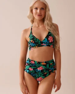 la Vie en Rose Tops>Criss-Cross Triangle Bikini Top Midnight Tropics