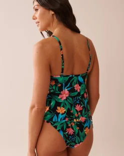 la Vie en Rose Tankinis|Tops>V-neck Underwire Tankini Top Midnight Tropics