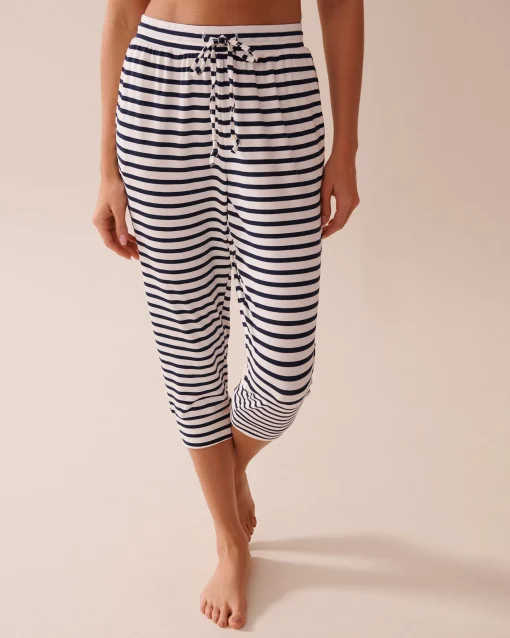 la Vie en Rose The Peachy Dream Collection|Bottoms>Nautical Stripe Super Soft Pajama Capris Nautical Stripes