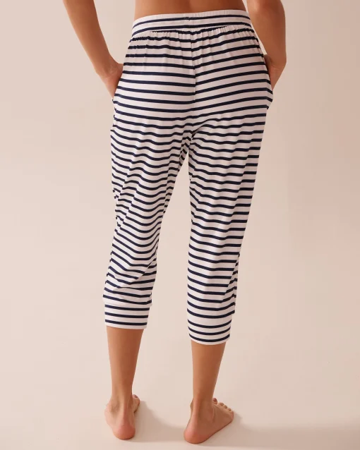 la Vie en Rose The Peachy Dream Collection|Bottoms>Nautical Stripe Super Soft Pajama Capris Nautical Stripes