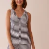 la Vie en Rose The Peachy Dream Collection|Tops>Nautical Stripe Super Soft Button-down Cami Nautical Stripes