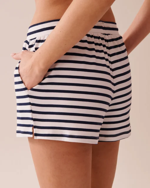la Vie en Rose The Peachy Dream Collection|Bottoms>Nautical Stripe Super Soft Pajama Shorts Nautical Stripes
