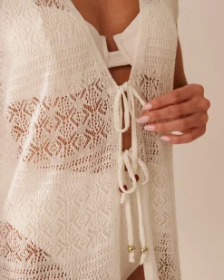 la Vie en Rose Texture Play|On Neutral Ground></noscript>Open-Front Crochet Caftan Coconut Milk