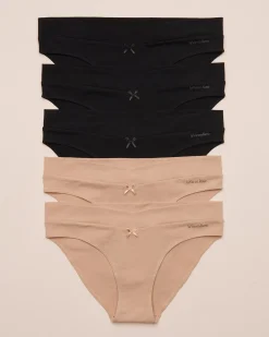 la Vie en Rose Panty Packs|Cotton Panties>5-Pack Cotton Bikini Panty Black/Latte