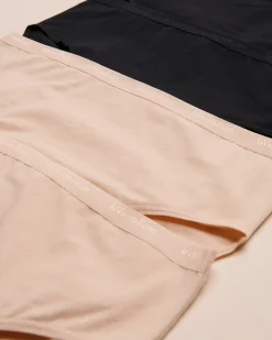 la Vie en Rose Panty Packs|Cotton Panties>5-Pack Cotton High Waist Bikini Panty Black/Beige