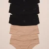 la Vie en Rose Panty Packs|Cotton Panties>5-Pack Cotton Hiphugger Panty Black/Latte